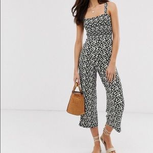 Stradivarius Daisy Floral Shirred Jumpsuit